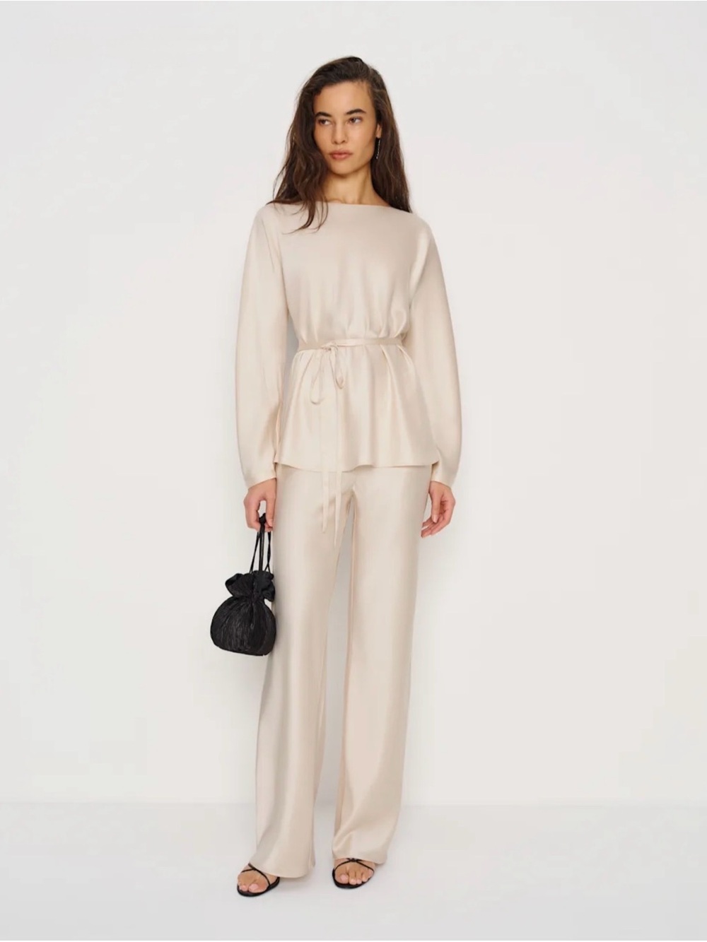 REFORMATION Aubrey Satin Two Piece in Almond 6